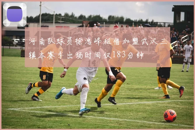 河南队球员徐浩峰租借加盟武汉三镇本赛季出场时间仅183分钟